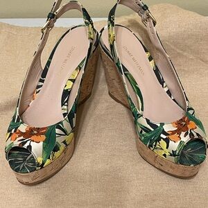 Stuart Weitzman Women's Floral Wedge Sandals - Green and Orange, Size 6